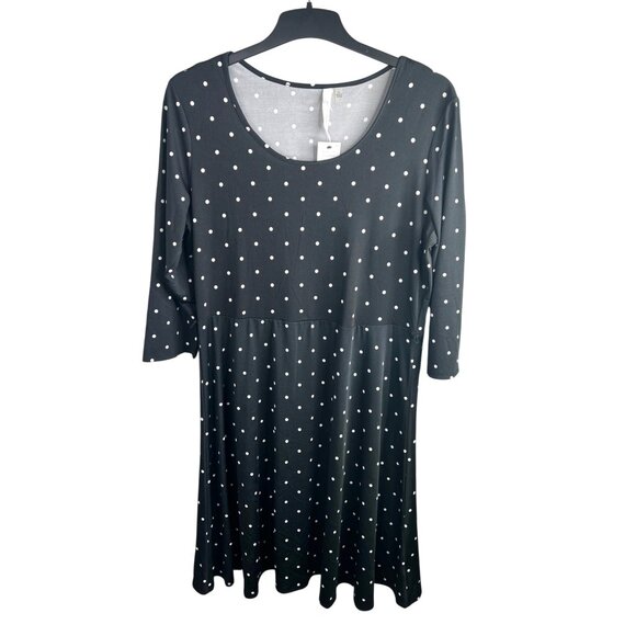 NY Collection Polka Dot Black & White Womens Dress Size XL - Picture 1 of 12
